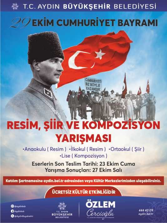 BAŞKAN ÇERÇİOĞLU’NDAN 29 EKİM TEMALI ÖDÜLLÜ RESİM, ŞİİR VE KOMPOZİSYON YARIŞMASI